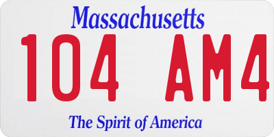 MA license plate 104AM4