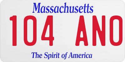MA license plate 104AN0