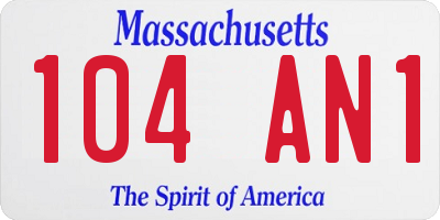 MA license plate 104AN1