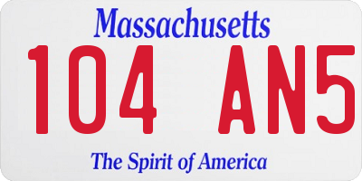 MA license plate 104AN5