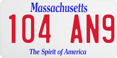 MA license plate 104AN9