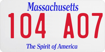 MA license plate 104AO7