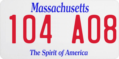 MA license plate 104AO8