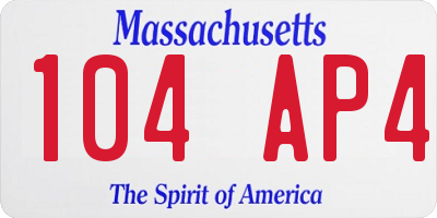 MA license plate 104AP4