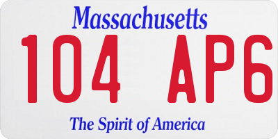 MA license plate 104AP6