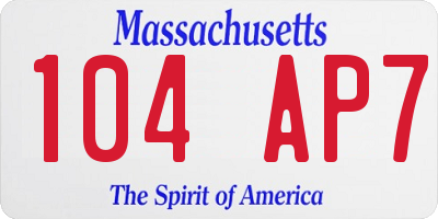MA license plate 104AP7