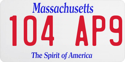 MA license plate 104AP9