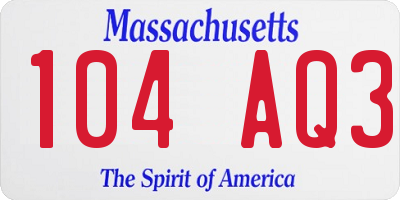 MA license plate 104AQ3