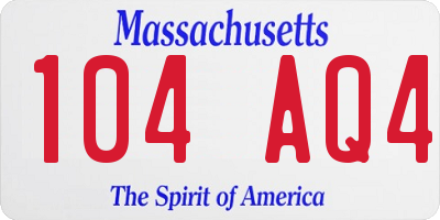 MA license plate 104AQ4