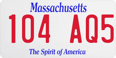 MA license plate 104AQ5