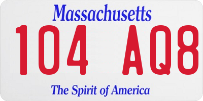MA license plate 104AQ8