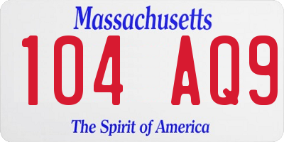 MA license plate 104AQ9
