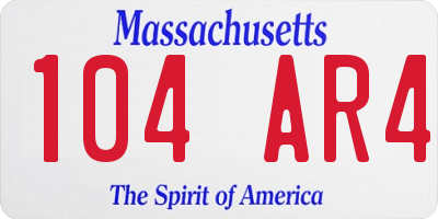 MA license plate 104AR4