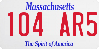 MA license plate 104AR5