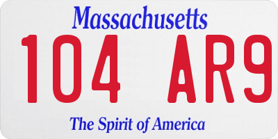 MA license plate 104AR9