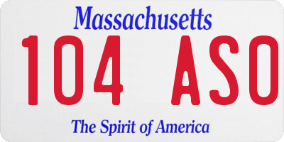 MA license plate 104AS0