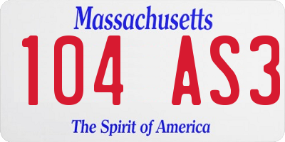 MA license plate 104AS3