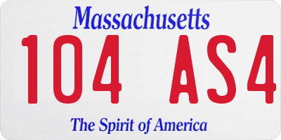 MA license plate 104AS4