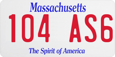 MA license plate 104AS6