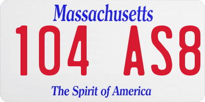 MA license plate 104AS8