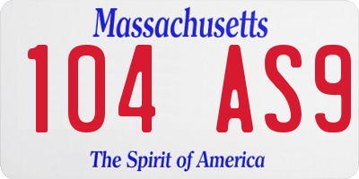 MA license plate 104AS9