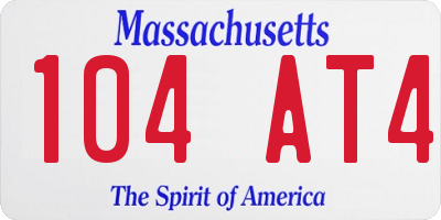 MA license plate 104AT4