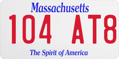 MA license plate 104AT8