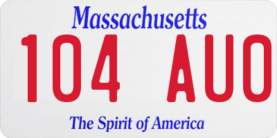MA license plate 104AU0