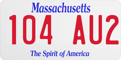 MA license plate 104AU2