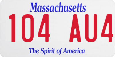 MA license plate 104AU4