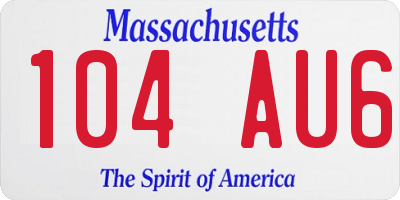 MA license plate 104AU6