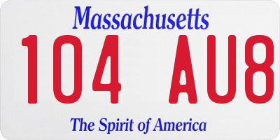 MA license plate 104AU8