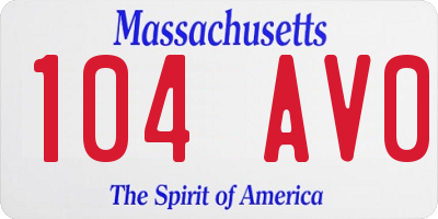 MA license plate 104AV0