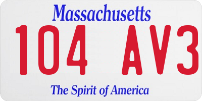 MA license plate 104AV3