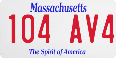 MA license plate 104AV4