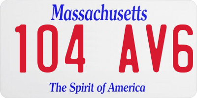 MA license plate 104AV6