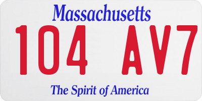 MA license plate 104AV7