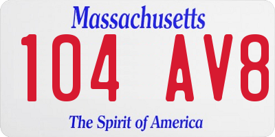 MA license plate 104AV8