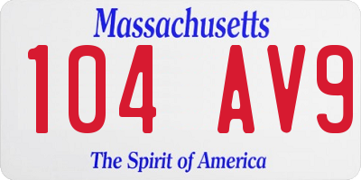 MA license plate 104AV9