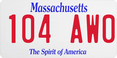 MA license plate 104AW0