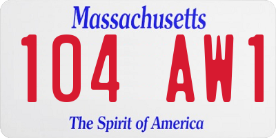 MA license plate 104AW1