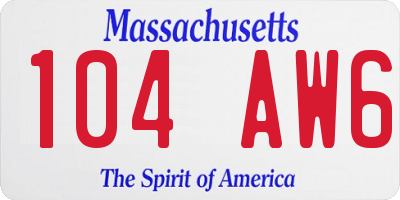 MA license plate 104AW6