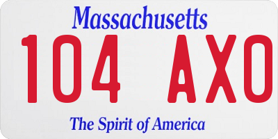 MA license plate 104AX0