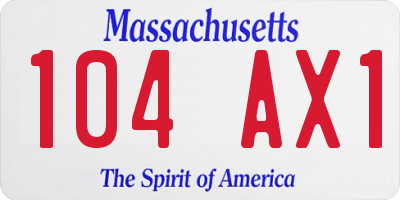 MA license plate 104AX1