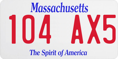 MA license plate 104AX5