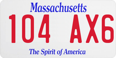 MA license plate 104AX6