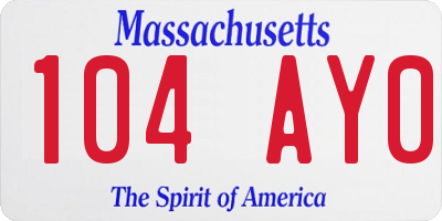 MA license plate 104AY0