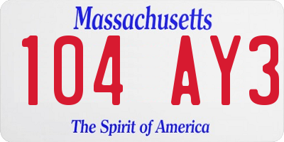 MA license plate 104AY3