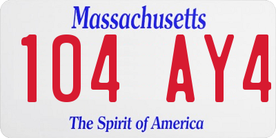 MA license plate 104AY4