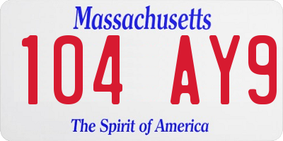 MA license plate 104AY9